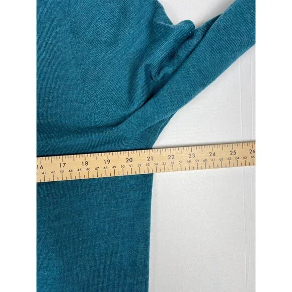 Brooks Brothers Men L Teal Blue Extra Fine Merino Wool V-Neck Sweater - Picture 6 of 8